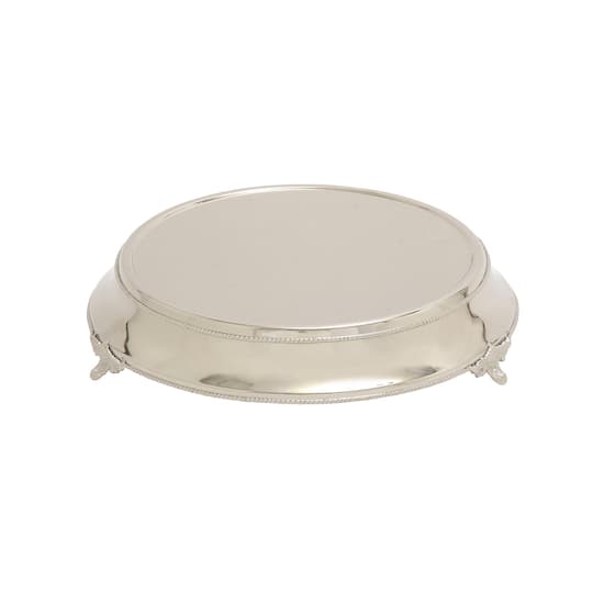 18" Traditional Round Silver Stainless Steel Beaded Cake Stand